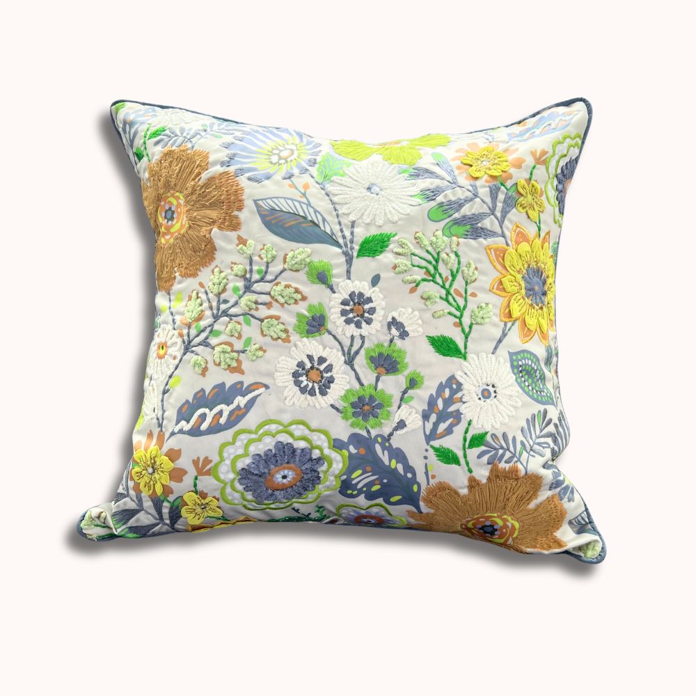 Embroidered floral pillow cover for the Home and Living collection