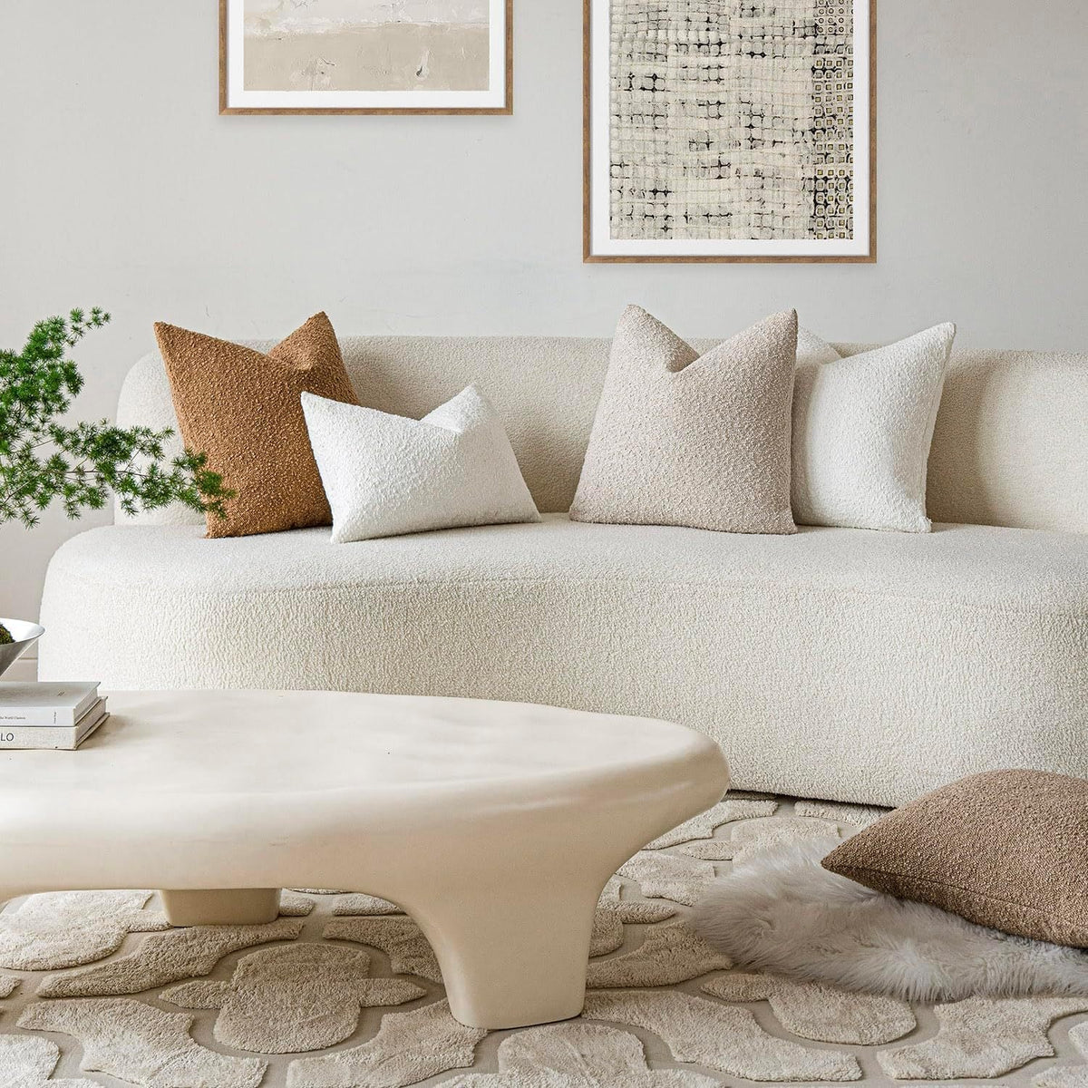 Textured Bouclé Throw Pillow Cover