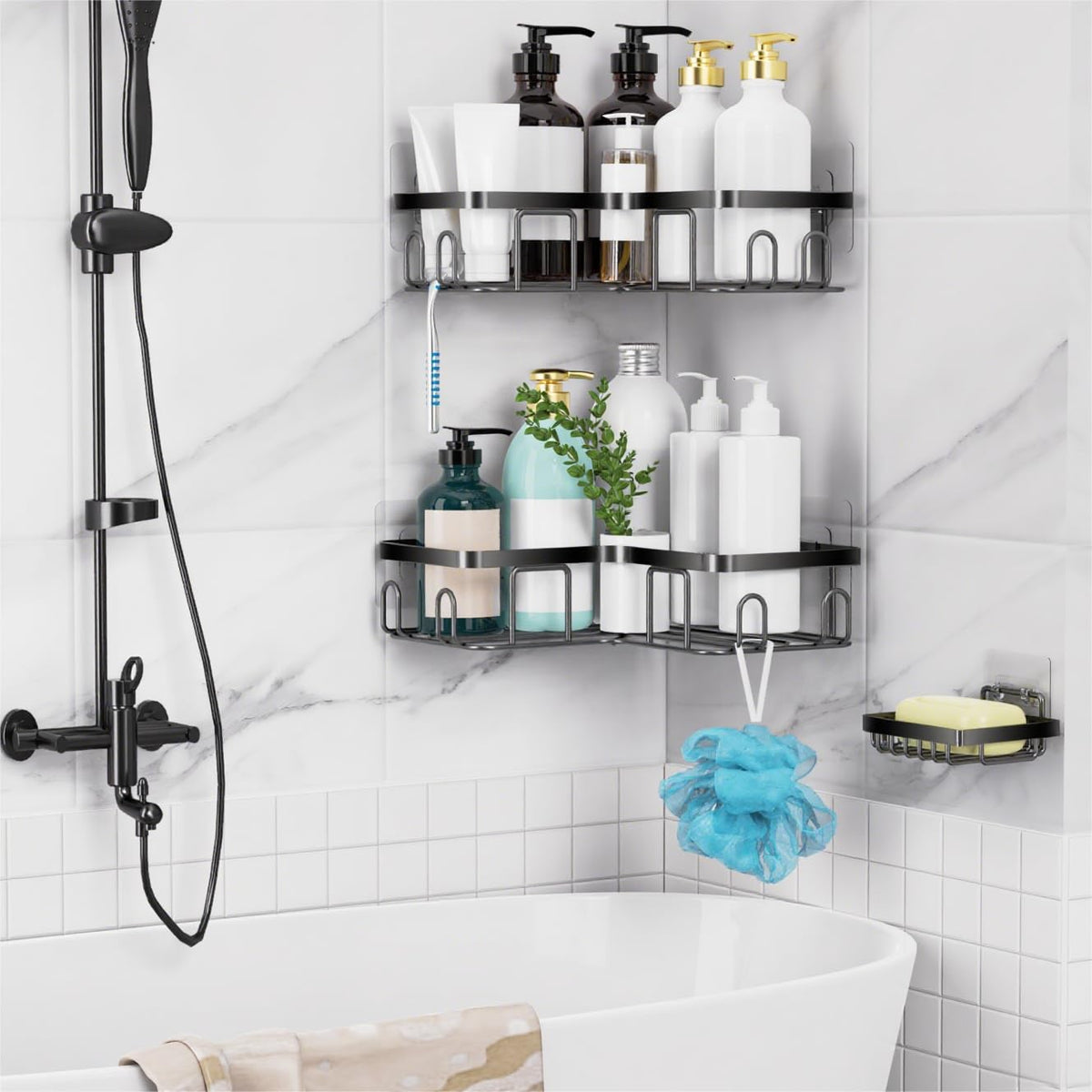 3-Pack Corner Shower Caddy with Soap Holder