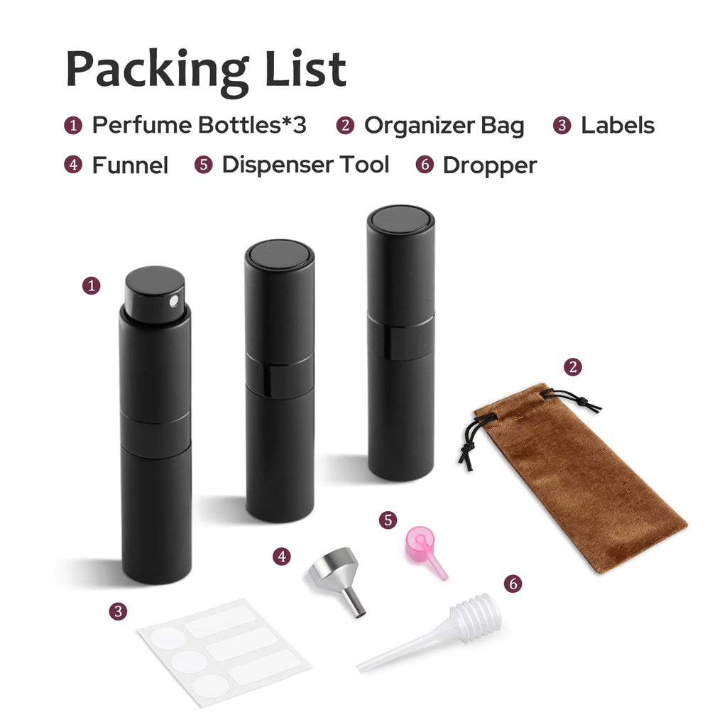 Refillable Travel Perfume Atomizers – 3 Pack