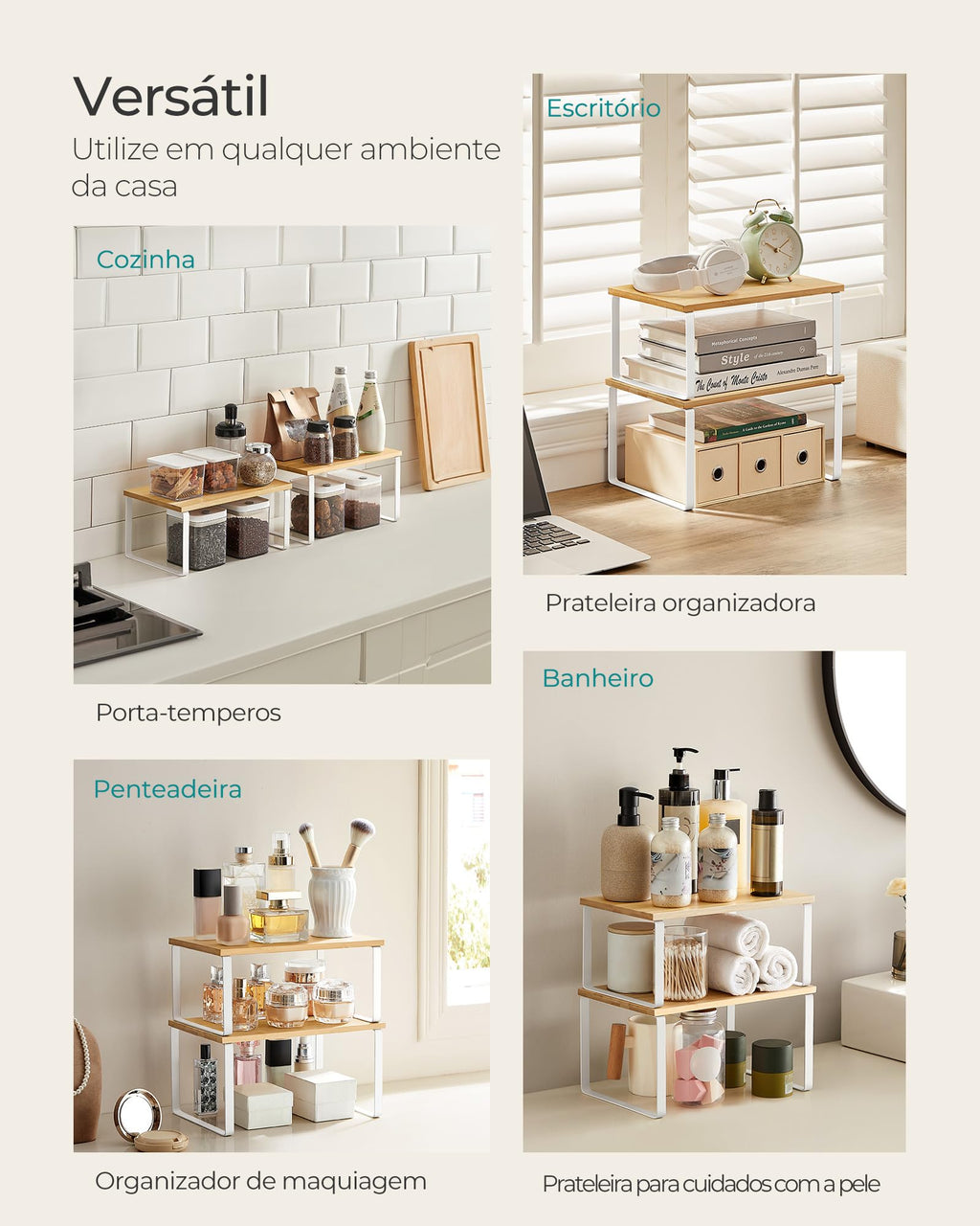 Stackable Cabinet Organizer Shelves – Set of 2