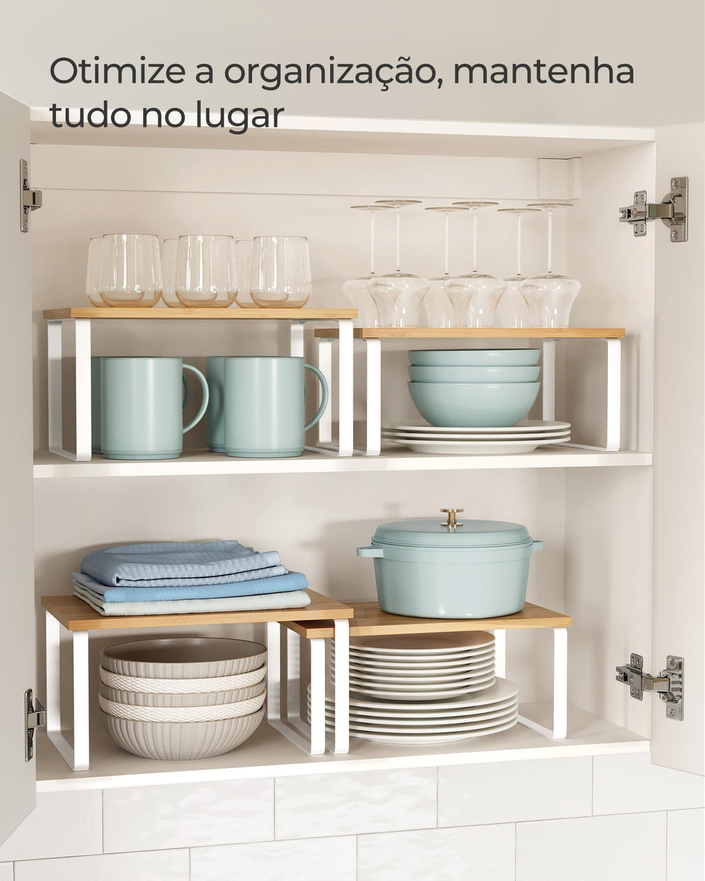 Stackable Cabinet Organizer Shelves – Set of 2