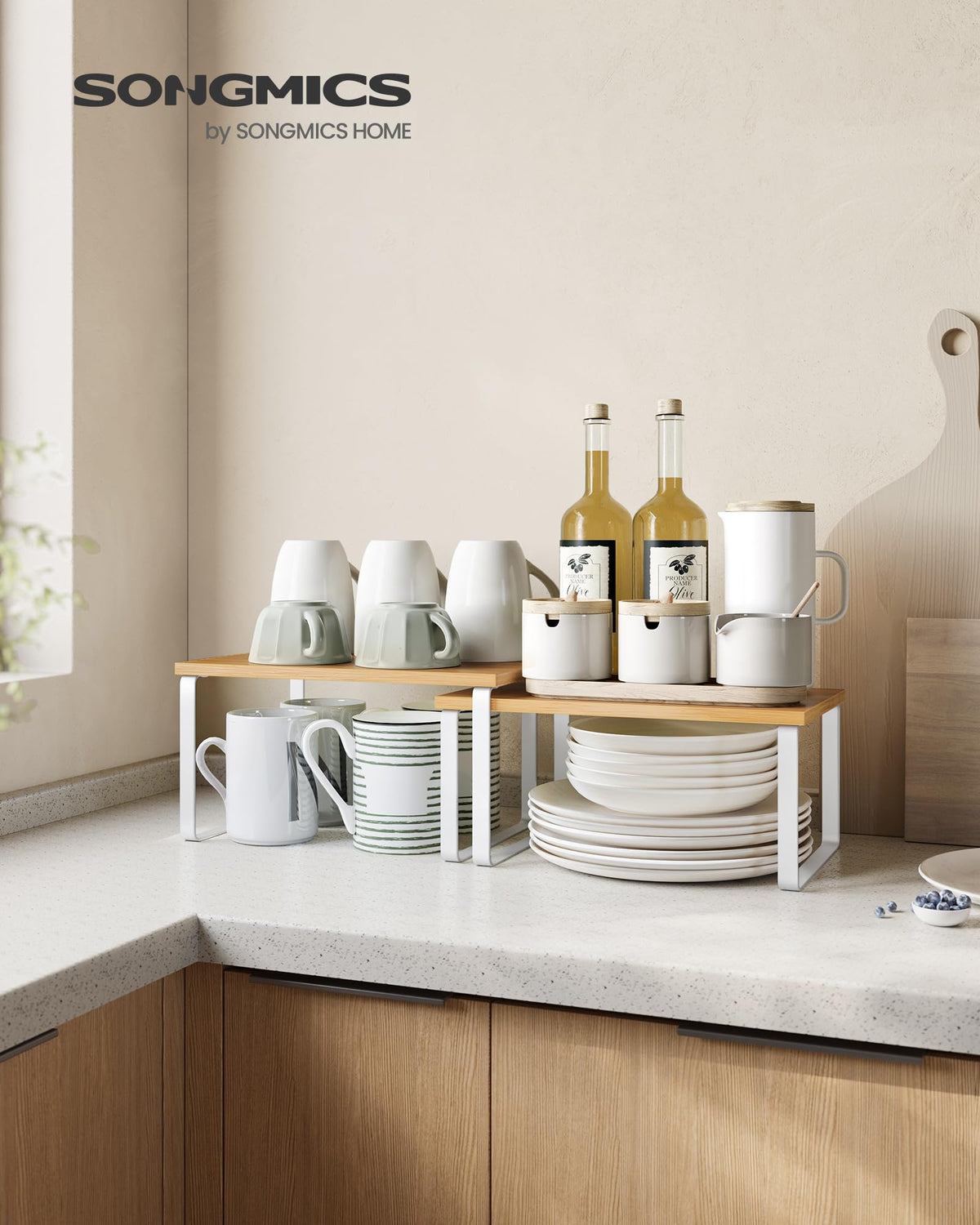 Stackable Cabinet Organizer Shelves – Set of 2