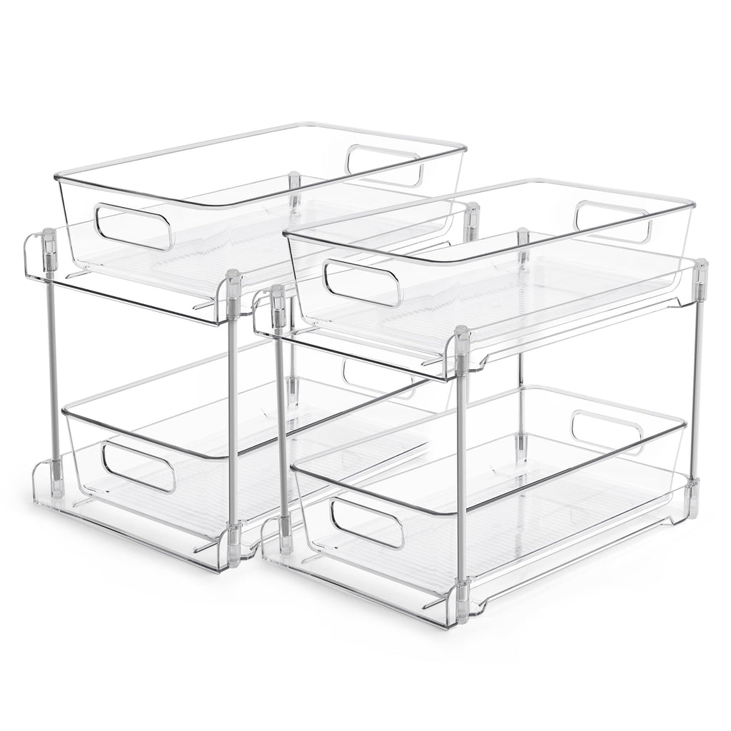 2-Tier Clear Bathroom Organizer – 2 Pack
