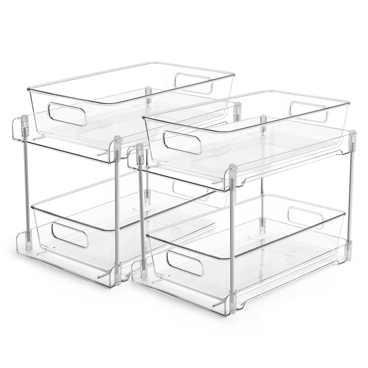 2-Tier Clear Bathroom Organizer – 2 Pack
