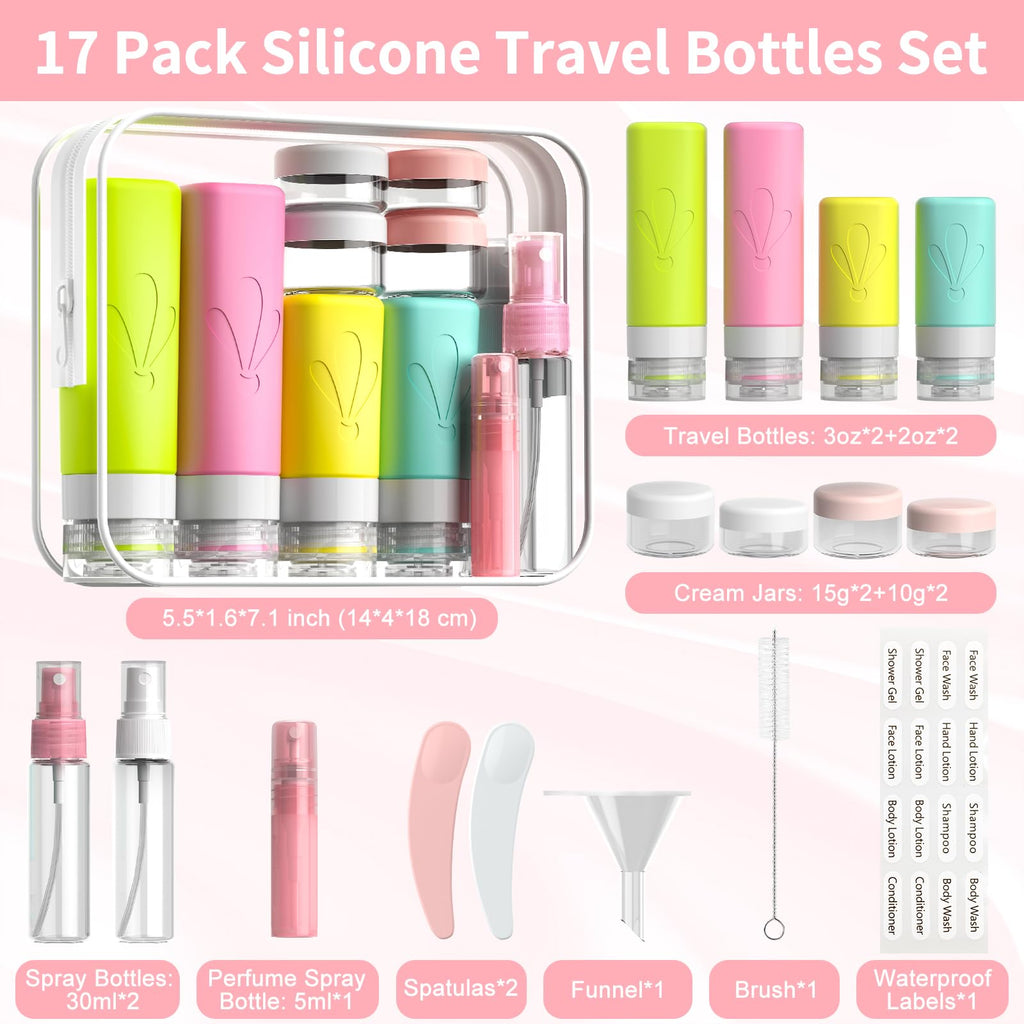 Leakproof Travel Bottle Set – 17 Pieces