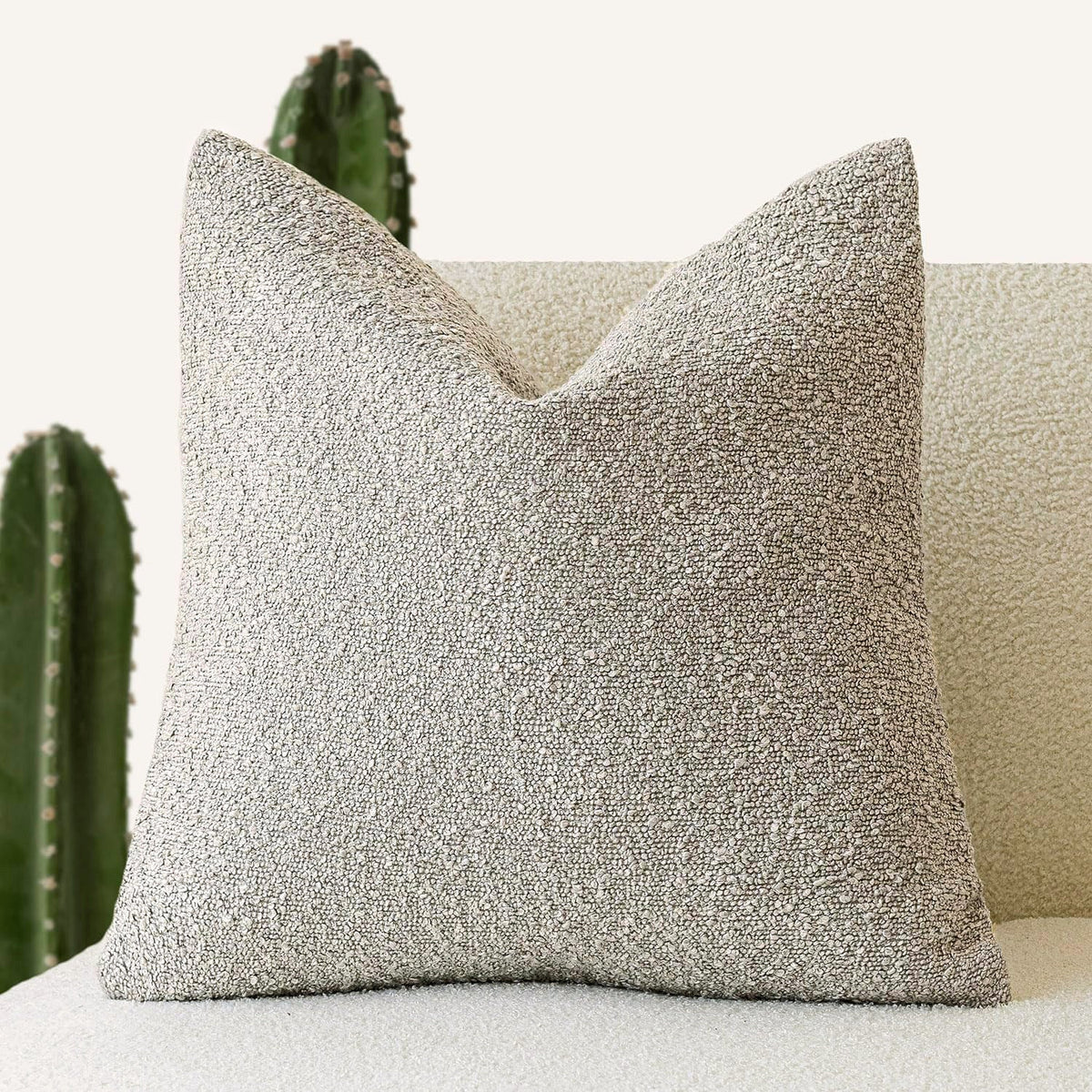 Textured Bouclé Throw Pillow Cover