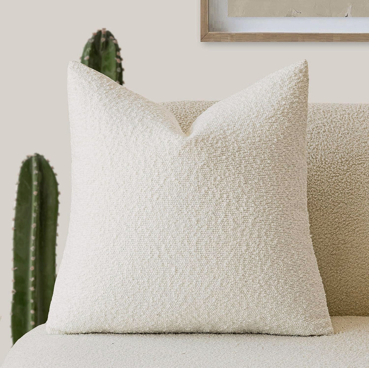 Textured Bouclé Throw Pillow Cover