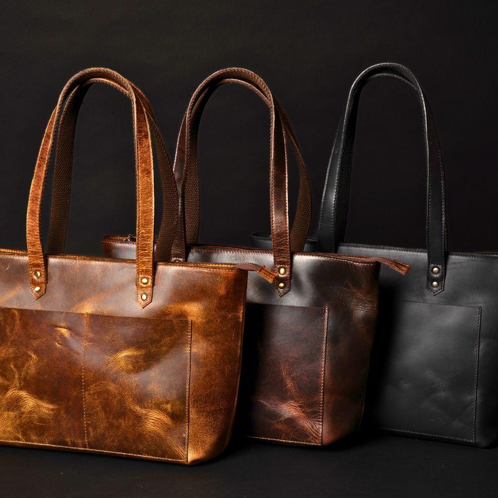 Classic Cognac Leather Tote Bag