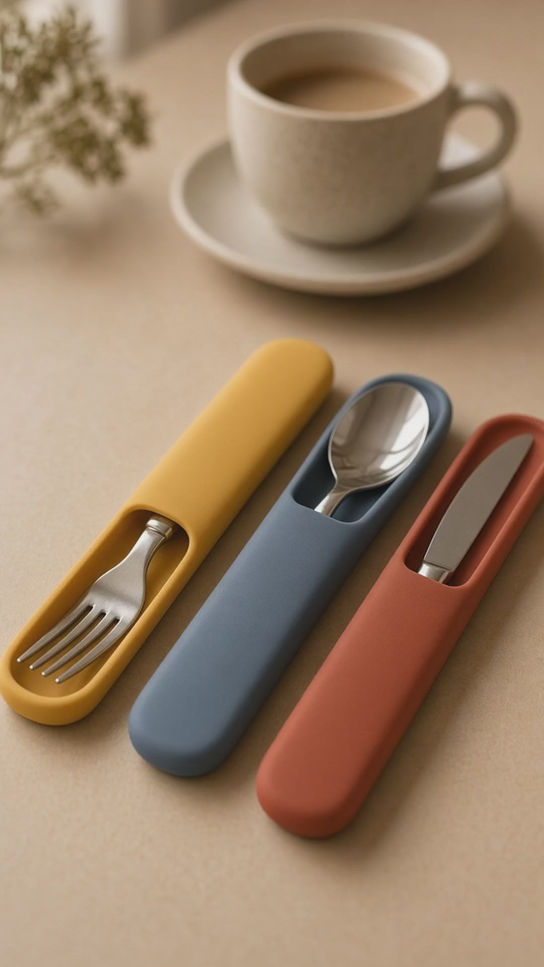 Portable cutlery set reel